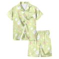 thumbnail image 1 of Girls Easter Pajamas Size 8 Egg Painted Funny Short Sleeved Sleepwear Set Button-Up 2 Piece Summer Loungewear Nightwear Outfits Green,12-13Y, 1 of 5