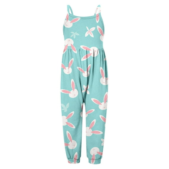 Girls Easter Romper Toddler Girl Jumpsuits Rompers Casual V Neck Strap Overalls with Side Pockets Tween Girls Trendy Clothes 3T