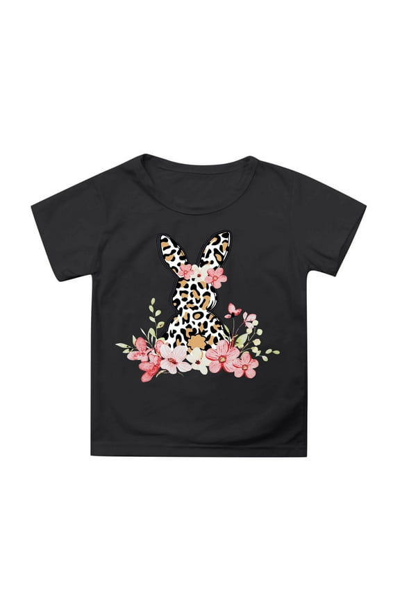 Girls Easter Shirt Size 10 Round Neck Rabbit Tops Egg Short Sleeve T Shirts Casual Easter's Day T Shirts for Boys and Girls 12-13 Years,Black