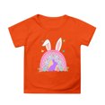 thumbnail image 1 of Girls Easter Shirts Size 7/8 Cartoon Bunny Holidays Tops Short Sleeve T Shirt Top Round Neck Comfy Children's Shirts Orange,8-9 Years, 1 of 4