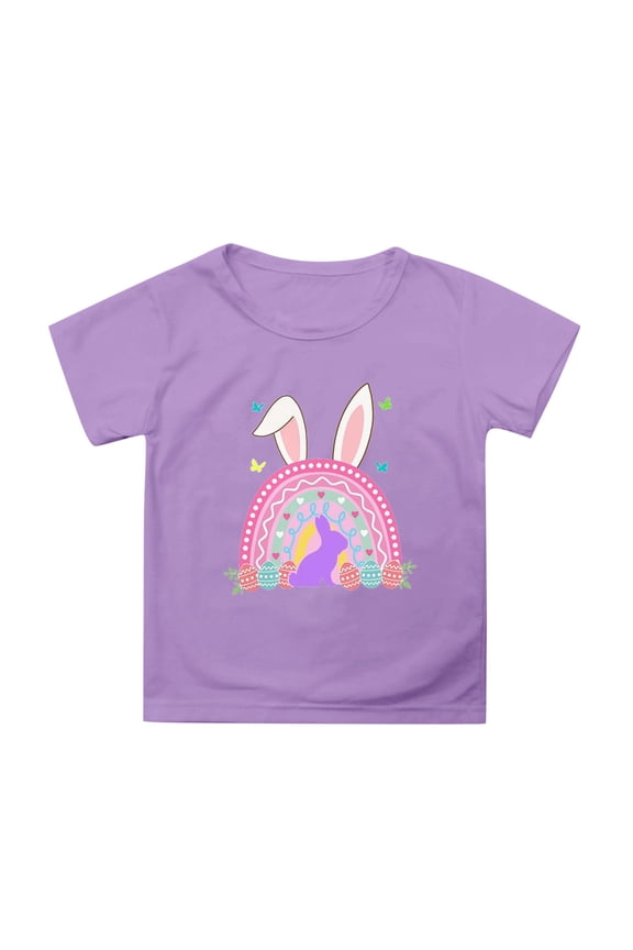 Girls Easter Shirts Size 7/8 Rabbit Tops Egg Short Sleeve T Shirts Crew Neck Tee Tops Comfy Girls' Tops, Tees & Blouses ,10-11 Years