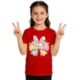 thumbnail image 1 of Girls' Easter T Shirt Sports Outdoor Rabbit Egg Print Pattern Crew Neck Short Sleeve Red 10Y-11Y, 1 of 6