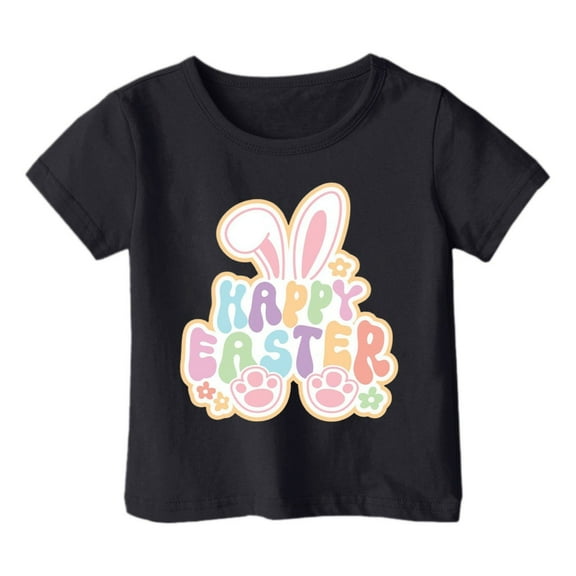 Girls Easter Tops Holiday Summer Casual Graphic Tees Short Sleeve T-Shirt Fashion Cute Loose Summer Clothes, Black, 11 Years