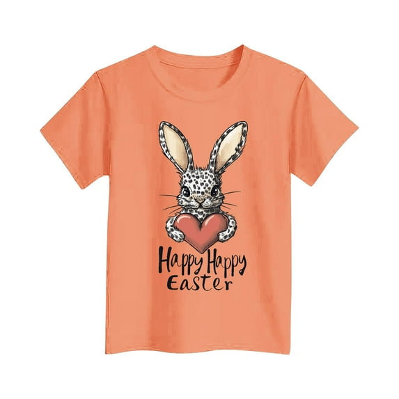 Girls Easter Tops Holiday Summer Casual Graphic Tees Short Sleeve T-Shirt Fashion Cute Loose Summer Clothes, Hot Pink, 9 Years