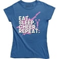 thumbnail image 1 of Girls Eat Sleep Cheer Repeat Fitted Cheerleader Slogan T-Shirt, 1 of 4