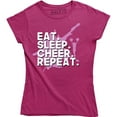 thumbnail image 1 of Girls Eat Sleep Cheer Repeat Fitted Cheerleader Slogan T-Shirt, 1 of 4