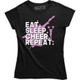 thumbnail image 1 of Girls Eat Sleep Cheer Repeat Fitted Cheerleader Slogan T-Shirt, 1 of 4