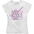 thumbnail image 1 of Girls Eat Sleep Cheer Repeat Fitted Cheerleader Slogan T-Shirt, 1 of 4