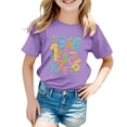 thumbnail image 1 of Girls Educational Math T-Shirt, Purple Number Print STEM Tee for Kids, Soft Polyester Spandex Short Sleeve Top, Back to School Shirt Ages 3-12,Size 3-4T, 1 of 4