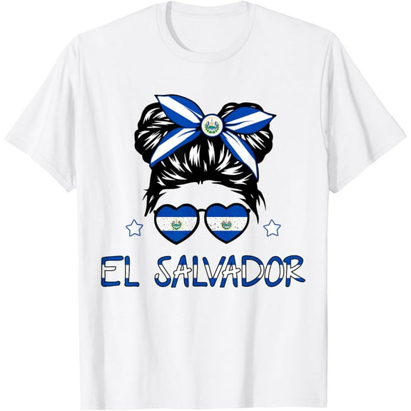 Girls El Salvador-Shirt Flag Salvadoran Hispanic Heritage T-ShirtMen and women, White T-shirt, size: Extra large