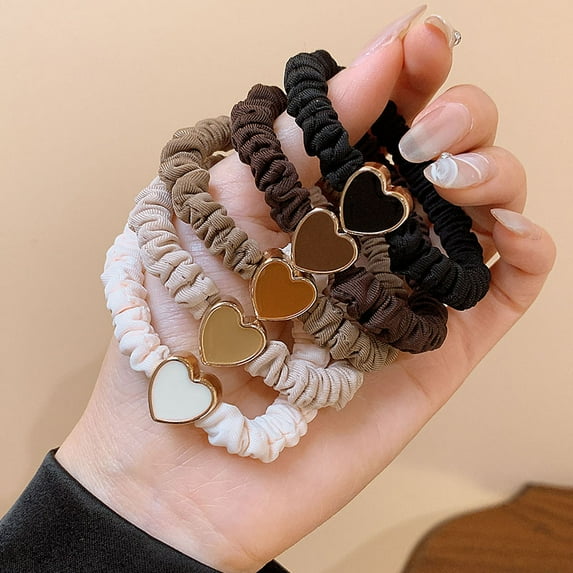 Girls Elastic Hair Ties Cute Heart Headbands Satin Hair Bands