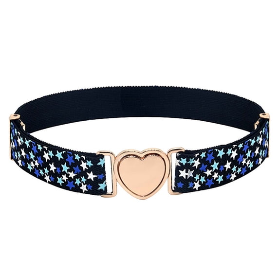 Girls Elastic Stretch Belts Multicolor Adjustable Elastic Waist Belts with Heart Shape Buckle for Uniform Dress Pants L One Size