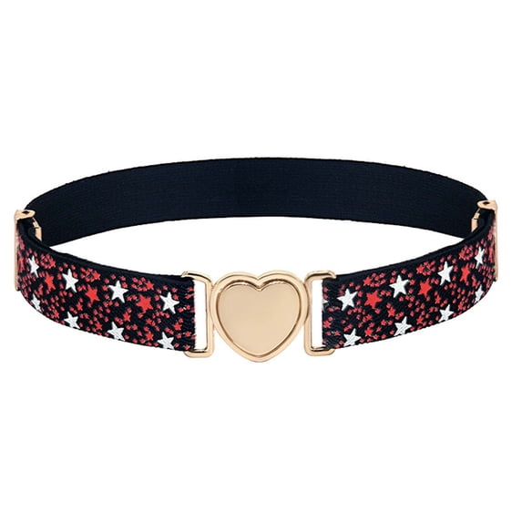 Girls Elastic Stretch Belts Multicolor Adjustable Elastic Waist Belts with Heart Shape Buckle for Uniform Dress Pants M One Size
