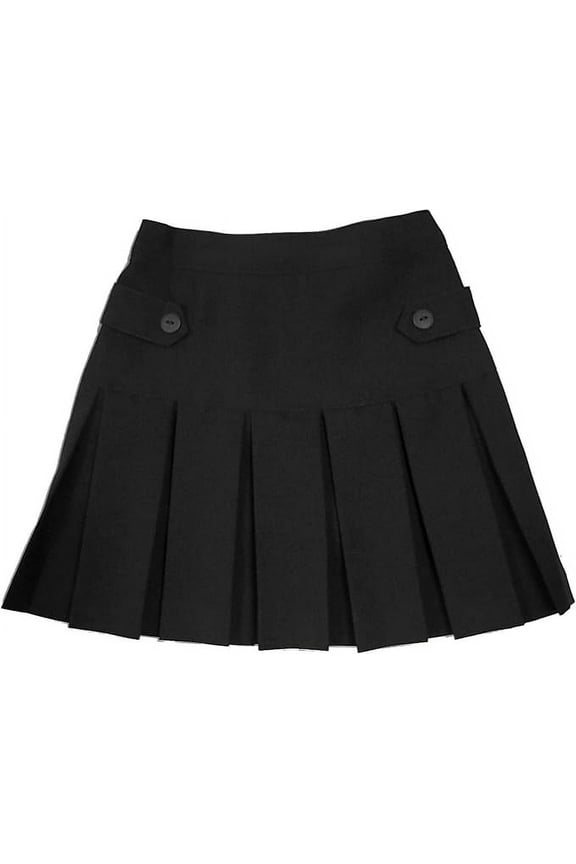 Girls Elastic Waist A-Line School Uniform Skort Scooter Skirt Kids Pleated Skirt Size 6, Black