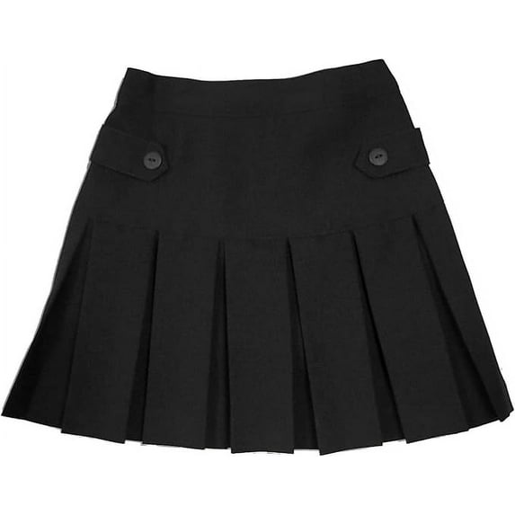 Girls Elastic Waist A-Line School Uniform Skort Scooter Skirt Kids Pleated Skirt Size 6, Black
