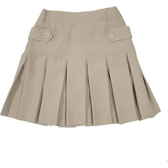 Girls Elastic Waist A-Line School Uniform Skort Scooter Skirt Kids Pleated Skirt Size 18, Khaki