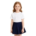 thumbnail image 1 of Girls Elastic Waist Pleated A-Line Skort, Solid Navy Preppy School Uniform Skirt with Built-In Safety Shorts for Elementary Kids Back to School Daily Casual Wear(Navy,11-12 Years), 1 of 4