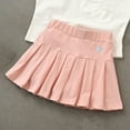 thumbnail image 1 of Girls' Elastic Waist Small Heart Embroidered Printed Pleated Girls' Summer Denim Skirt - Elastic Waist Printed Short Skirt with Lining, Ages 3-13, 1 of 4