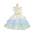 thumbnail image 1 of Girls Elegant Dresses Unicorn Short Sleeve Princess Birthday Party Dress for Kids Beige 3-4 Years, 1 of 5