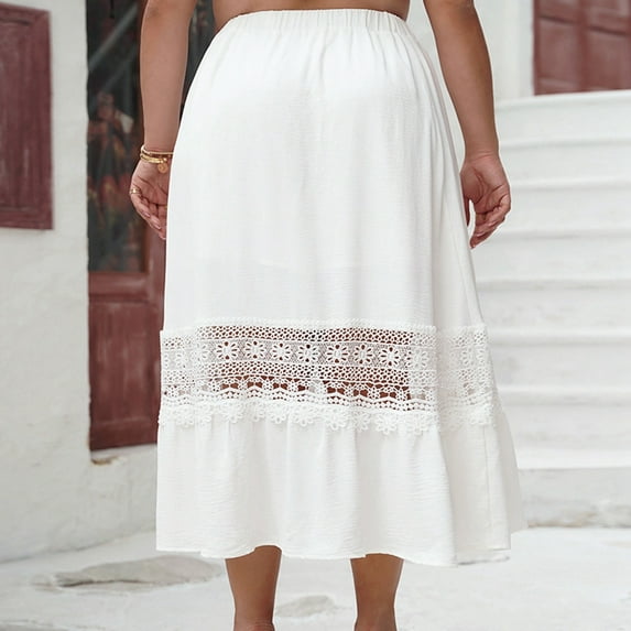 Girls' Elegant High Waisted Hollowed Out Loose Midi Skirt Swing Skirt Satin Midi Skirt Denim Skirts for Women Midi Length Skirt Pants Midi Skirt Knit Skirts for Women Puffy Skirts Corset Skirt Smocked
