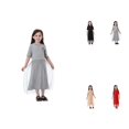 thumbnail image 1 of Girls Elegant Maxi Dress, Ethnic Style Round Neck Short Sleeve Floor Length Holiday Dress with Pockets (5-14 Years), 1 of 3