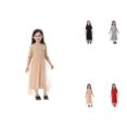 thumbnail image 1 of Girls Elegant Maxi Dress, Ethnic Style Round Neck Short Sleeve Floor Length Holiday Dress with Pockets (5-14 Years), 1 of 3