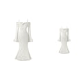 thumbnail image 1 of Girls Elegant Off-Shoulder Midi Dress with Flared Sleeves and Lace Detail, Floral Swing Design for Spring/Fall, for Easter, Bridesmaid, Formal, or Parties (Ages 7-14), 1 of 9