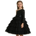 thumbnail image 1 of Girls Elegant One Shoulder Sequin Evening Gown Tutu Dress for Birthday Party Piano Recital, 1 of 4