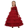 thumbnail image 1 of Girls Elegant One Shoulder Sequin Evening Gown Tutu Dress for Birthday Party Piano Recital, 1 of 5