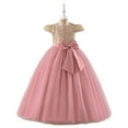 thumbnail image 1 of Girls Elegant Princess Tulle Dress with Sequin Bodice Big Bow Short Sleeve Formal Gown for Party Wedding Birthday, 1 of 5