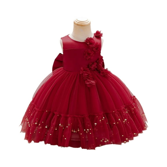 Girls Elegant Sleeveless Flower Applique Tulle Dress for Parties Weddings Birthdays and Special Occasions Comfortable Fit