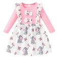 thumbnail image 1 of Girls Elephant Long Sleeve Dress Splicing Ruffles Bowknot Dresses for Toddler Girls Casual Party Winter 1-6T, 1 of 7