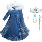 RONGKING Girls Elsa Costume Dress Snow Queen Cosplay Party Fancy Costume Christmas Dress up