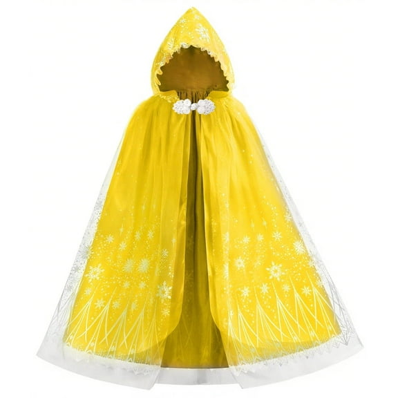 Girls Elsa Hooded Princess Cape Kids Play Snow Cape Queen Hooded Cloak 2-10Years