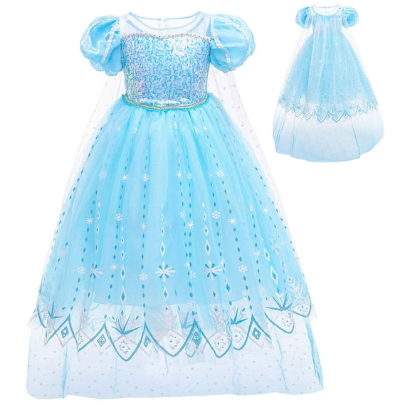 Suee Snow Queen Princess Dress Puff Sleeve Fancy-Dress Costume for Child, Little Girls 3T-4T