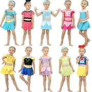 Girls Elsa Princess Swimsuit Bathing Suits Girl Ruffled Tankini Bikini Two Piece Swimwear Beachwear