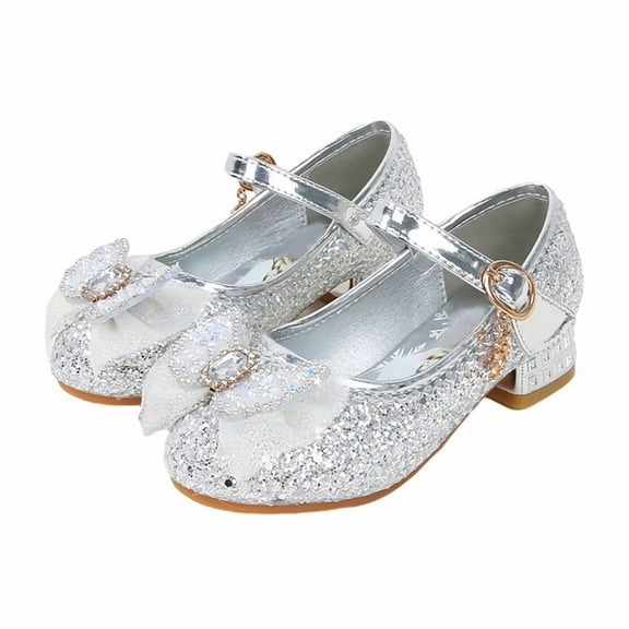 Girls Elsa Queen Heel Shoes Wedding Toddler Flower Glitter Dress Shoes (Little/Big Kid)