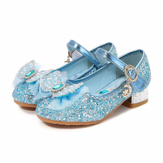Girls Elsa Queen Heel Shoes Wedding Toddler Flower Glitter Dress Shoes (Little/Big Kid)