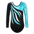 thumbnail image 1 of Girls Embroidery Gymnastics Leotard Long Sleeve Blue Ballet Dance Clothes, 1 of 5