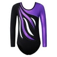 thumbnail image 1 of Girls Embroidery Gymnastics Leotard Long Sleeve Purple Ballet Dance Clothes, 1 of 5