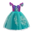 thumbnail image 1 of Girls Embroidery Mermaid Party Dress Kids Ariel Dress up Costume, 1 of 7