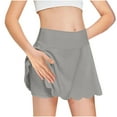 thumbnail image 1 of Girls Everyday Cotton Skirts New Girl Fashion Solid Color Skort Loose High Waisted A-Line Pleated Skirt Fake Two-Piece Sports Shorts Gray 9 Years, 1 of 8