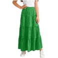thumbnail image 1 of Girls Eyelet Maxi Skirts High Waisted Swing Long Skirt Summer Casual Ruffled Tiered Skirts, 1 of 6