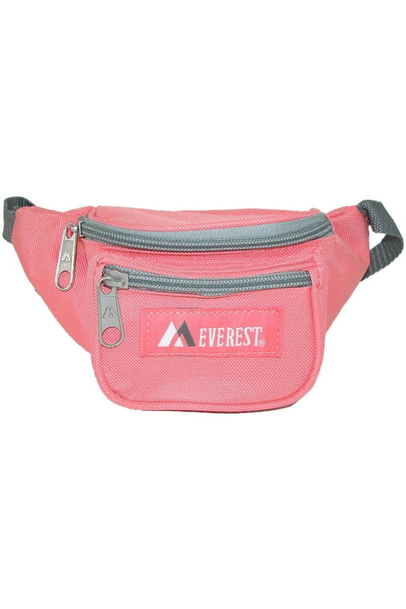 Girls Fabric Waist Pack Purse, Coral Pink/Grey