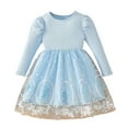 thumbnail image 1 of Girls Fairy Tutu Dress Long Sleeve with Puff Sleeves for Party Holiday, Blue Polyester Princess Dress for Kids 3-10 Years,Size 5-6 T, 1 of 8