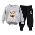 thumbnail image 1 of Girls Fall Clothes Set Crewneck Sweatshirt Pullover Printed Top and Joggers Pant Kids 2 Piece Cotton Outfits (6-7 Years, Gray+Black), 1 of 4