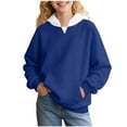 thumbnail image 1 of Girls' Fall Clothing Soft Hoodies with Pocket Long Sleeve Baggy Sweatshirt Winter Fleece Lined Pullover Tops (2 Years, Blue), 1 of 7