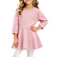 thumbnail image 1 of Girls Fall Dress Solid Color Long Sleeve Crewneck Loose Mini Flare Dress Toddler Casual Simple Comfy Outfits for Daily Wear Pink 6-9 Months, 1 of 5