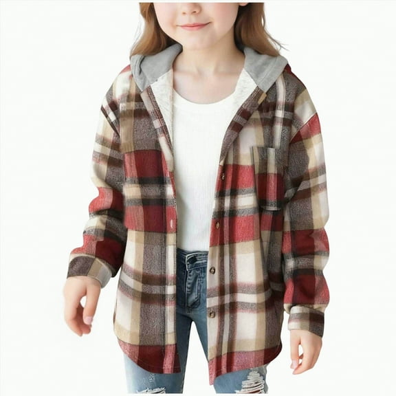 Girls Fall Dresses Jackets For Girls 10-12 Girls Long Sleeve Flannel Shirt Casual Button Down Plaid Shirts