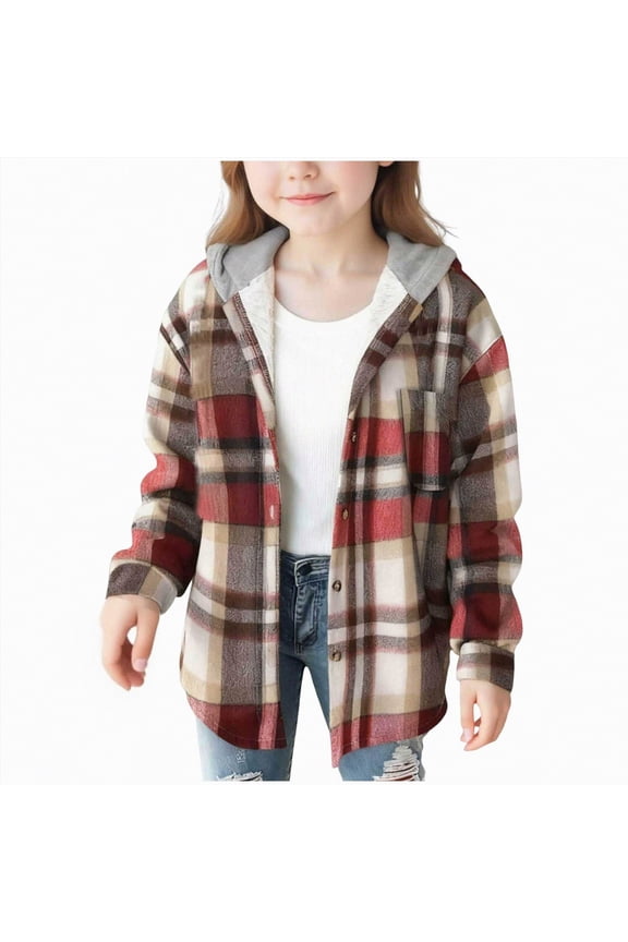 Girls Fall Dresses Jackets For Girls 10-12 Girls Long Sleeve Flannel Shirt Casual Button Down Plaid Shirts